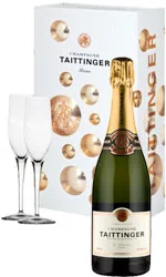 Taittinger - Brut & 2 Glass Pack Champagne Gift Box - 1 Bottle